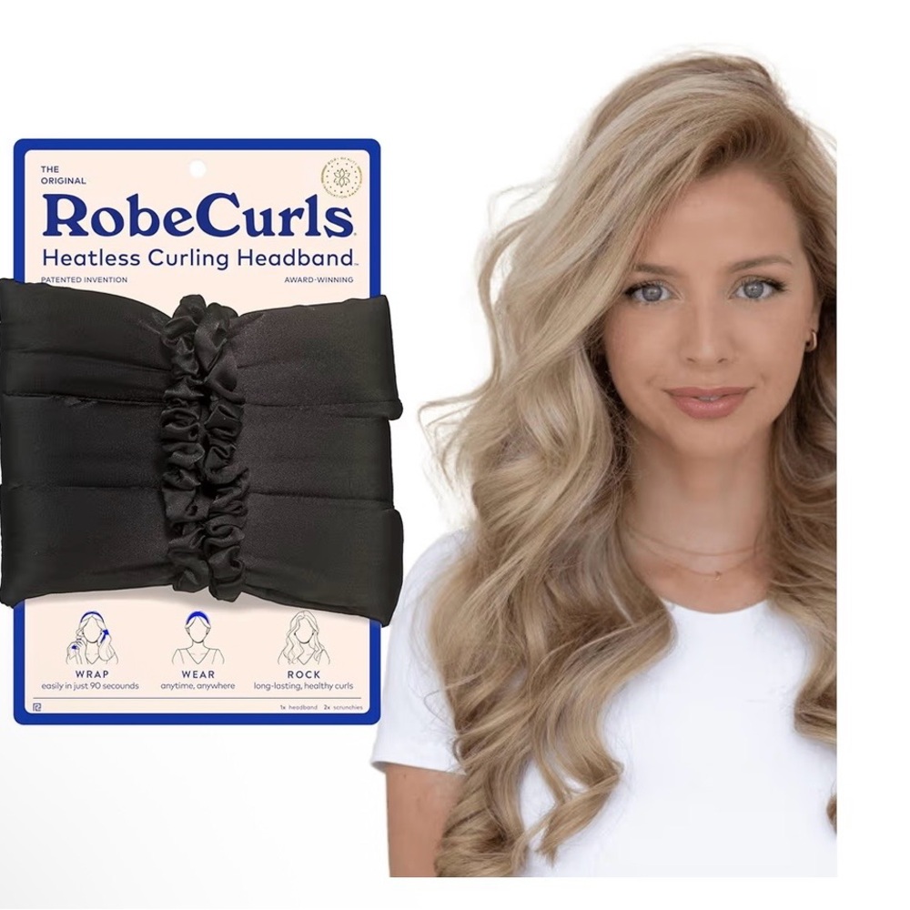 NIB RobeCurls Heatless Curling Headband in Black